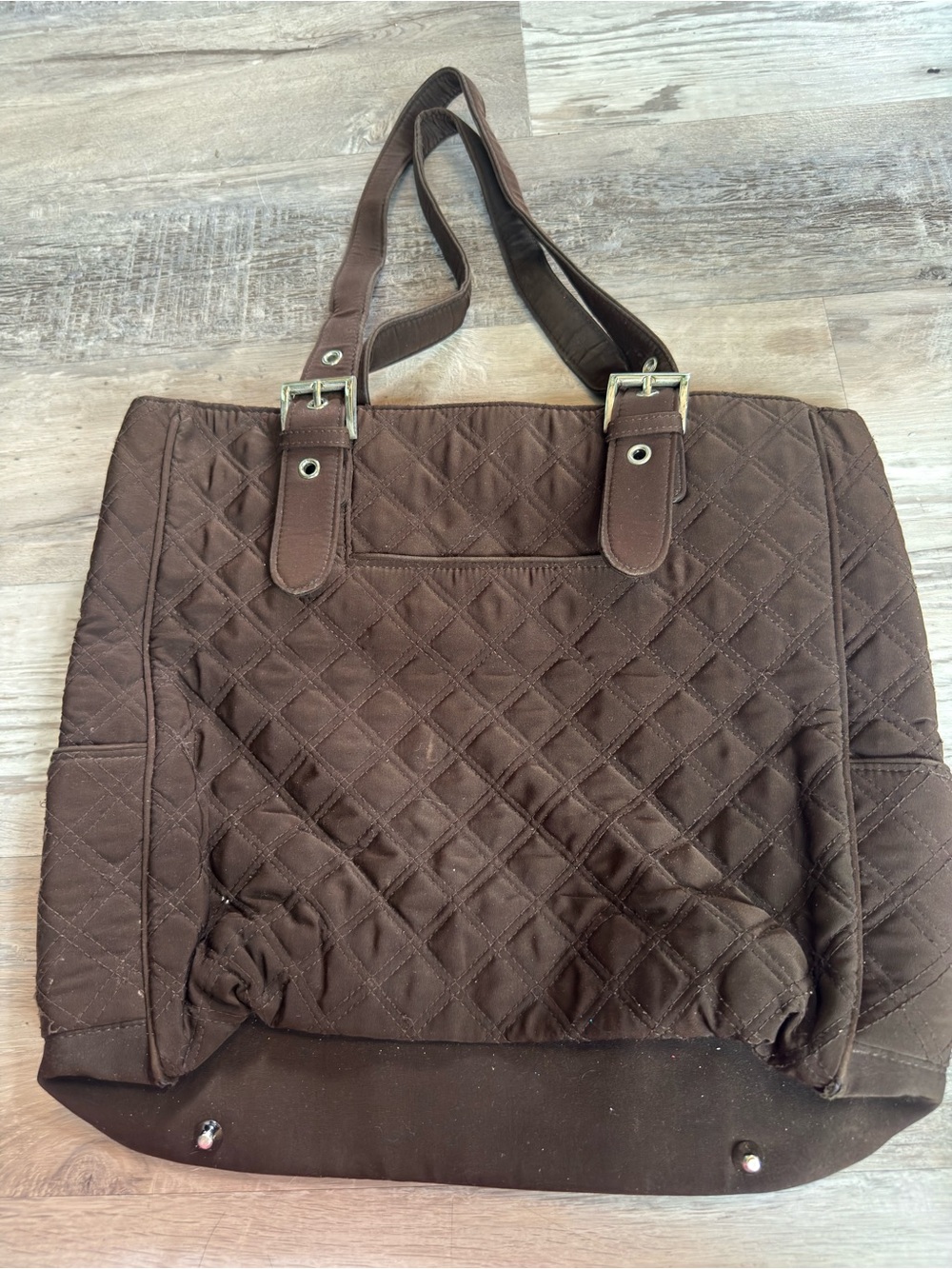 Vera Bradley Brown Quilted Microfiber Large Tote Classic Bag